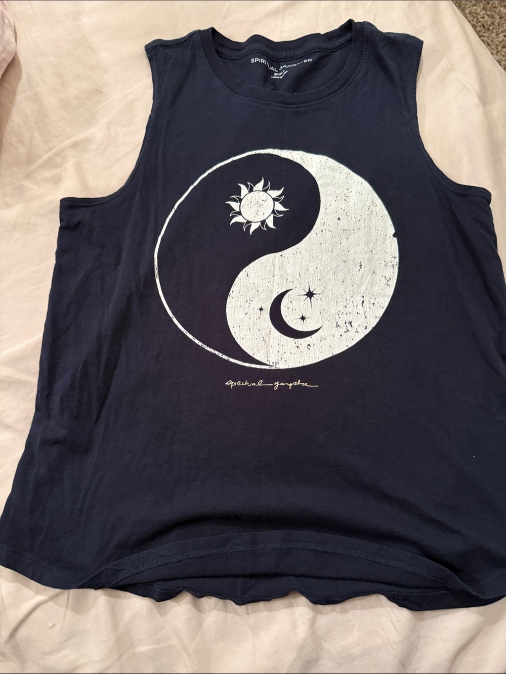 Spiritual Gangster BLACK Muscle Tank with White Sun & Moon Yin-Yang